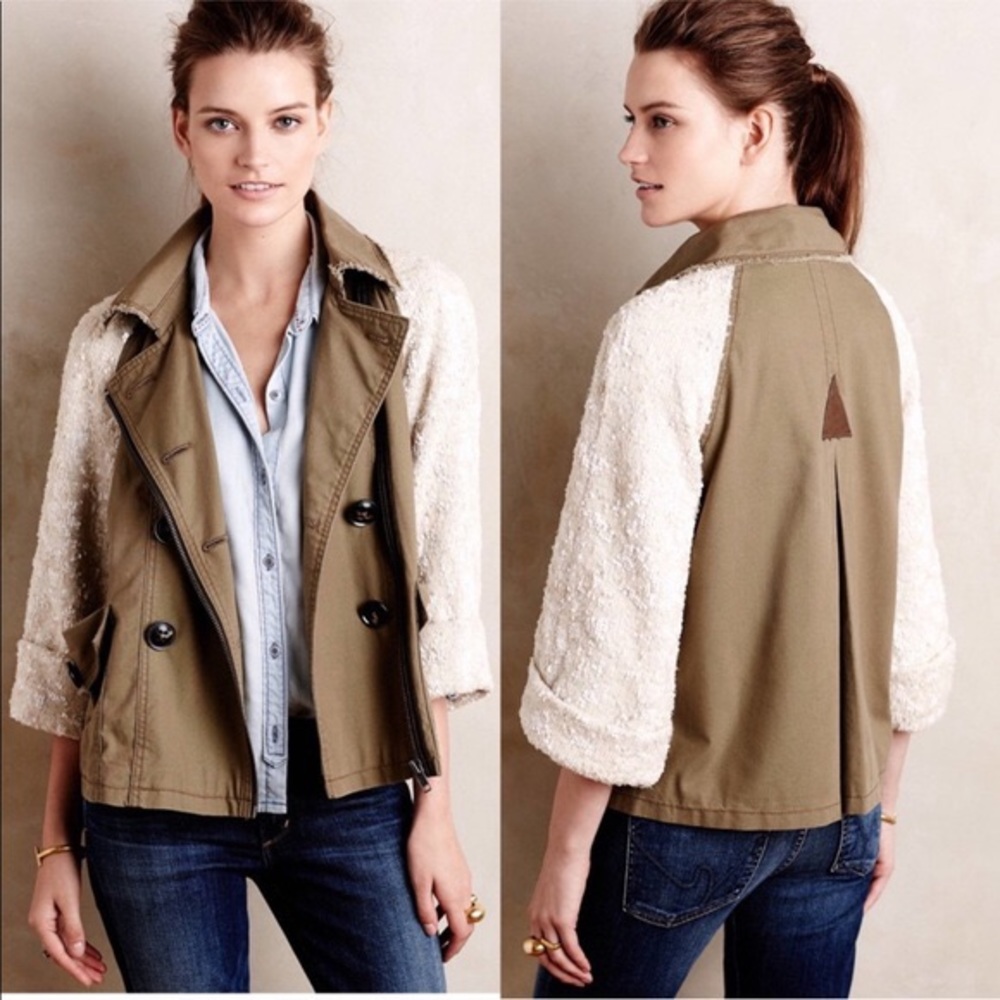 Anthropologie Hei Hei Shimmer Sleeve Anorak | Sequin Sleeve Utility Jacket